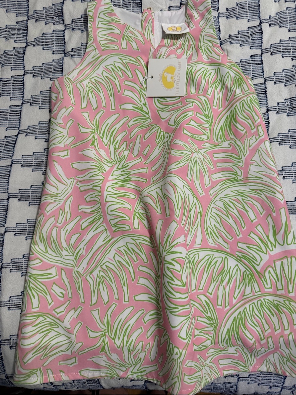 The Proper Peony Girls' Pink Palm-Print Sleeveless Dress new!
